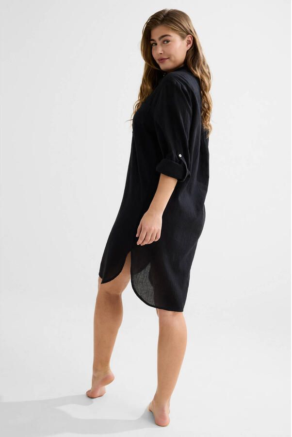BEACHWAVE mousseline strandjurk zwart - Foto 2