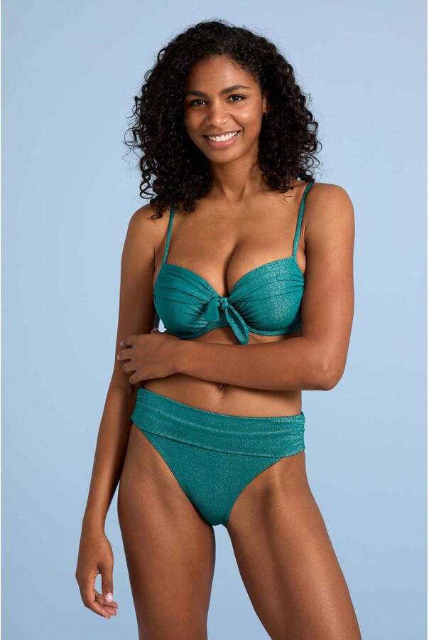 BEACHWAVE omslag bikinibroekje met goud lurex blauw - Foto 3