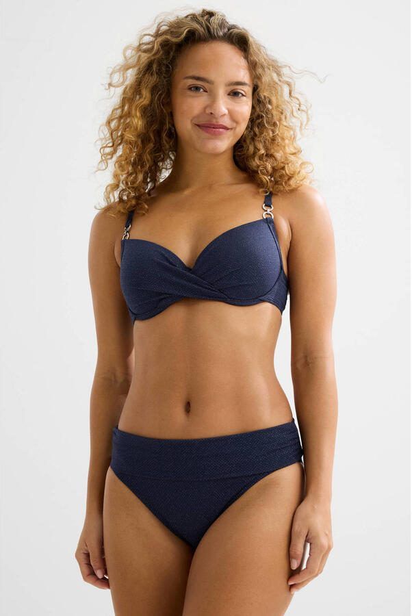 BEACHWAVE omslag bikinibroekje met lurex en textuur donkerblauw