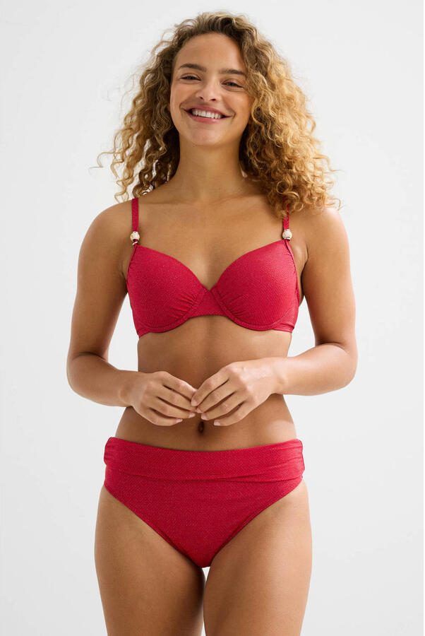 BEACHWAVE omslag bikinibroekje met lurex en textuur rood