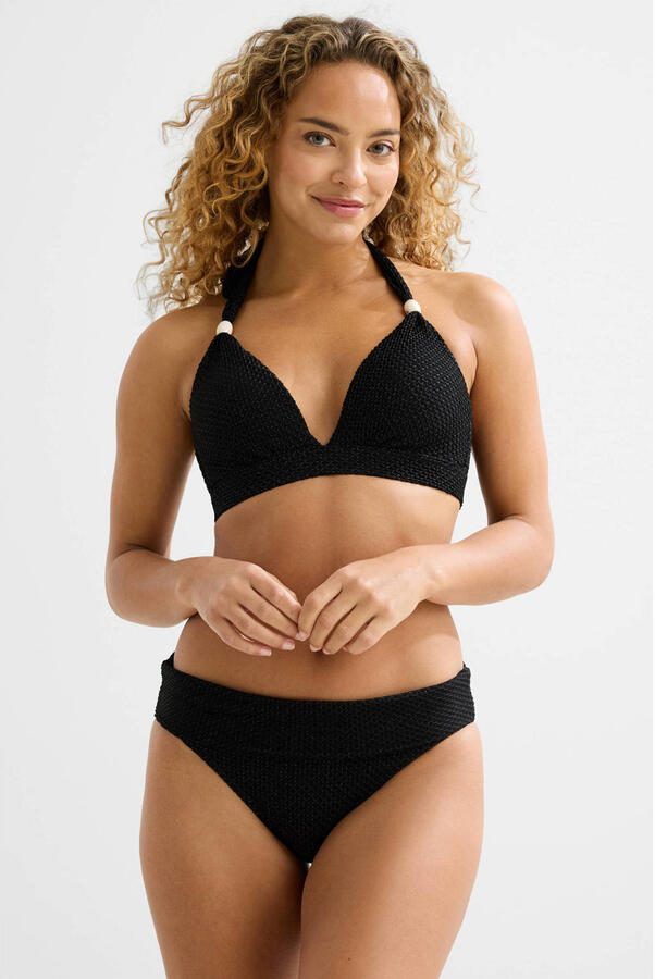 BEACHWAVE omslag bikinibroekje met lurex en textuur zwart