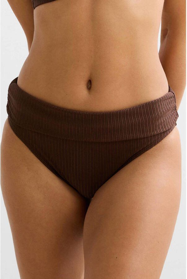 BEACHWAVE omslag bikinibroekje met textuur donkerbruin - Foto 2
