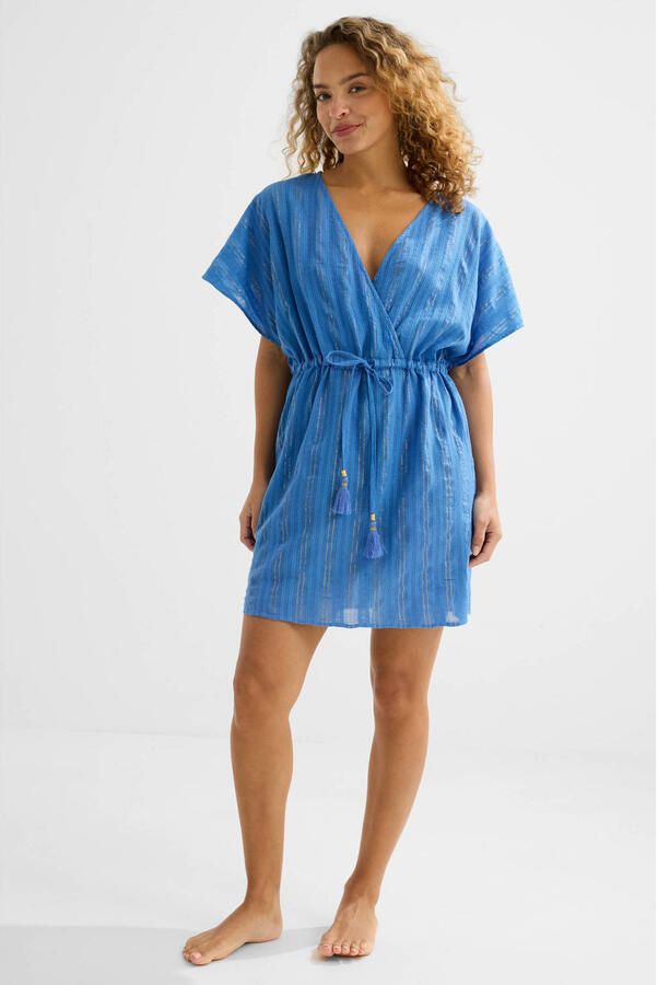 BEACHWAVE strandtuniek met lurex blauw