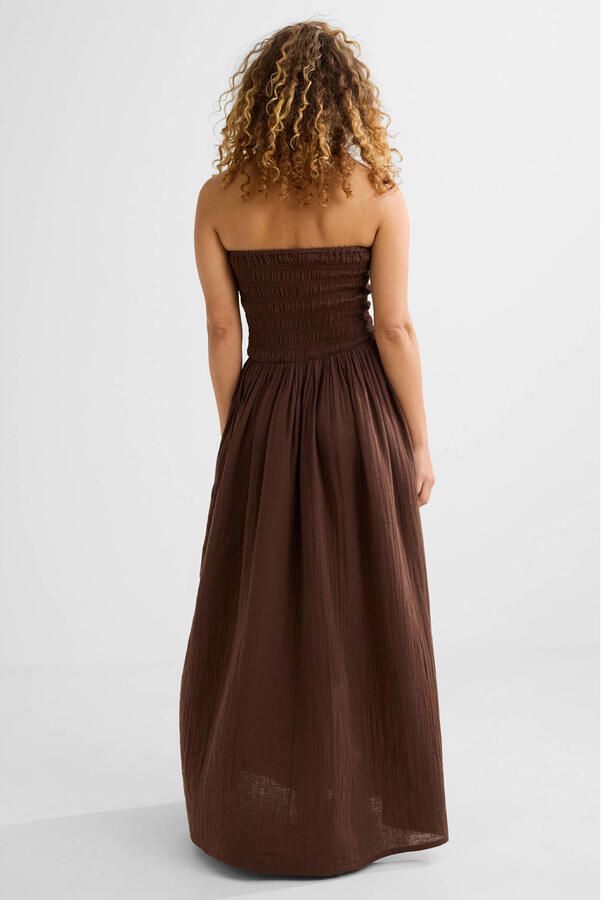 BEACHWAVE strapless mousseline strandjurk bruin - Foto 2