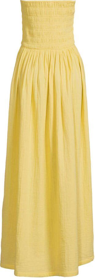 BEACHWAVE strapless mousseline strandjurk lichtgeel - Foto 4