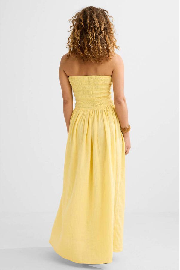 BEACHWAVE strapless mousseline strandjurk lichtgeel - Foto 2