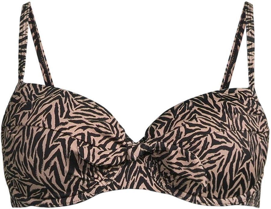 BEACHWAVE voorgevormde beugel bikinitop beige zwart