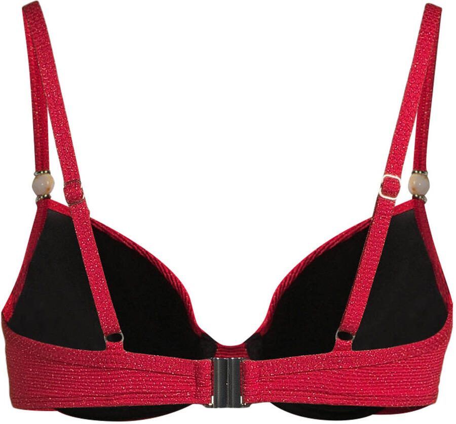 BEACHWAVE voorgevormde beugel bikinitop met lurex en textuur rood - Foto 2