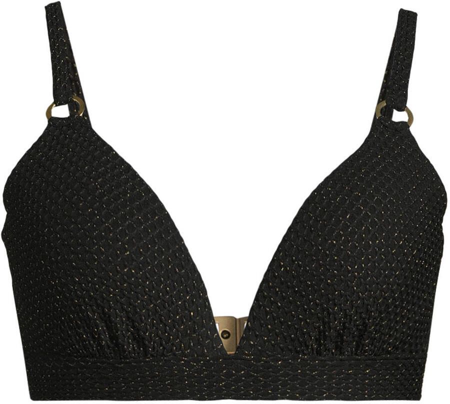 BEACHWAVE voorgevormde beugel bikinitop met lurex en textuur zwart