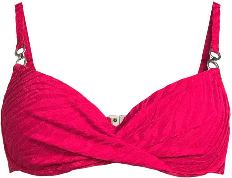 BEACHWAVE voorgevormde beugel bikinitop met textuur fuchsia