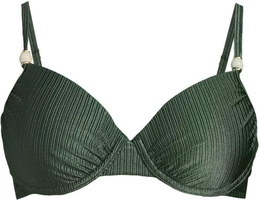 BEACHWAVE voorgevormde beugel bikinitop met textuur groen