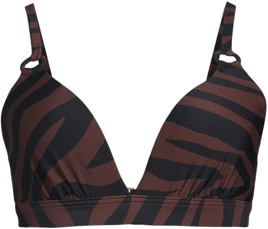 BEACHWAVE voorgevormde beugel bikinitop met zebraprint donkerbruin zwart