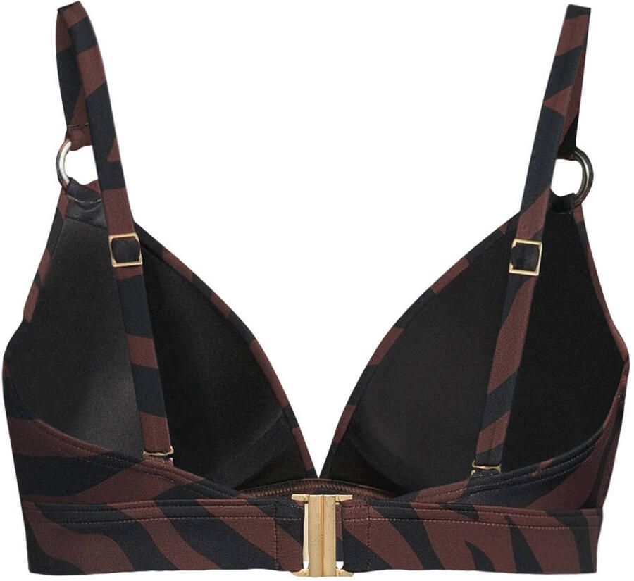 BEACHWAVE voorgevormde beugel bikinitop met zebraprint donkerbruin zwart - Foto 2