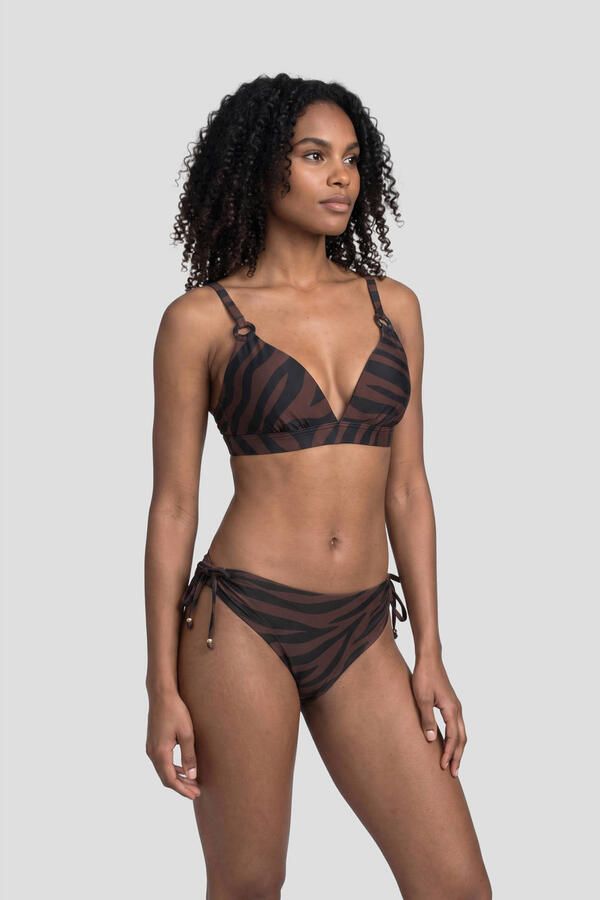 BEACHWAVE voorgevormde beugel bikinitop met zebraprint donkerbruin zwart - Foto 3