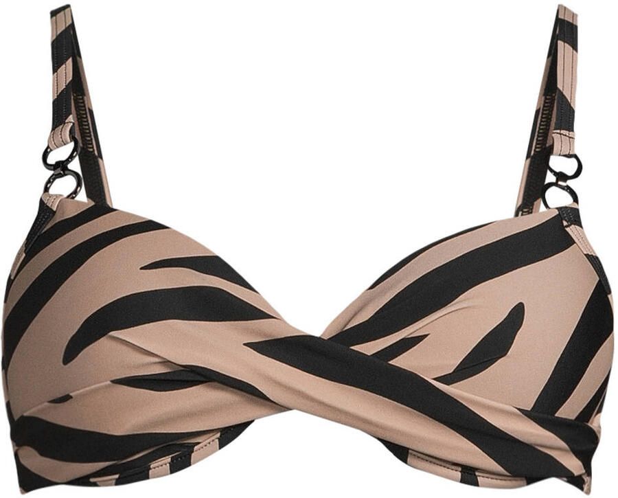 BEACHWAVE voorgevormde beugel bikinitop zwart taupe