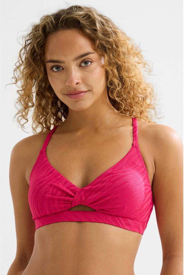 BEACHWAVE voorgevormde bikinitop met textuur roze - Foto 3