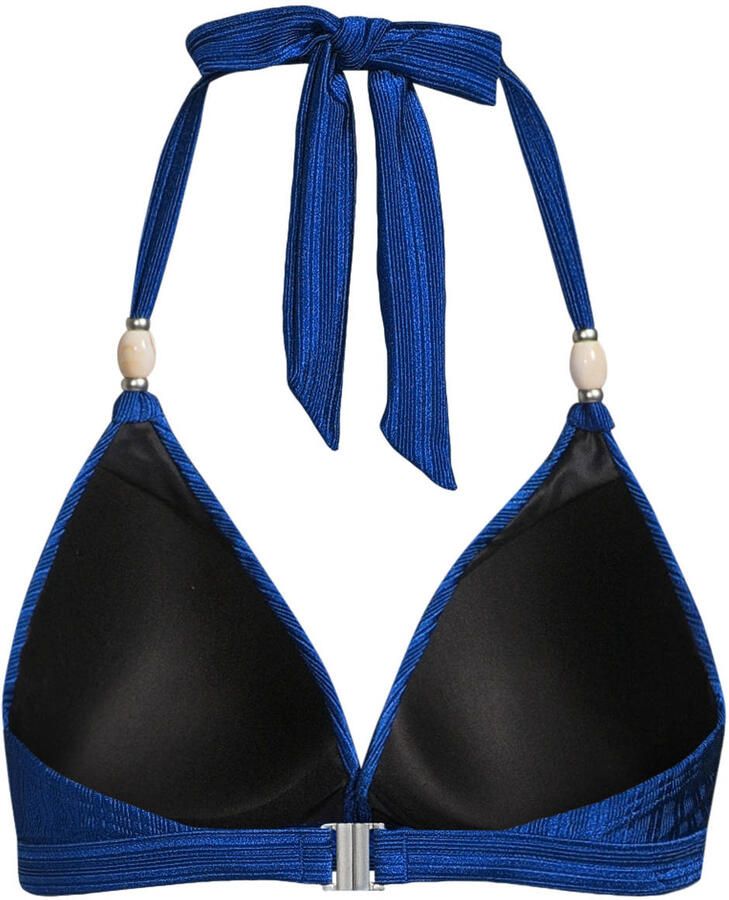 BEACHWAVE voorgevormde halter bikinitop met textuur kobaltblauw - Foto 2