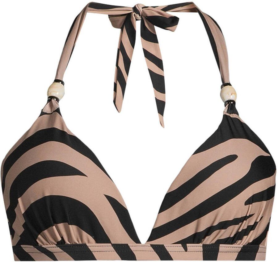 BEACHWAVE voorgevormde halter bikinitop zwart taupe