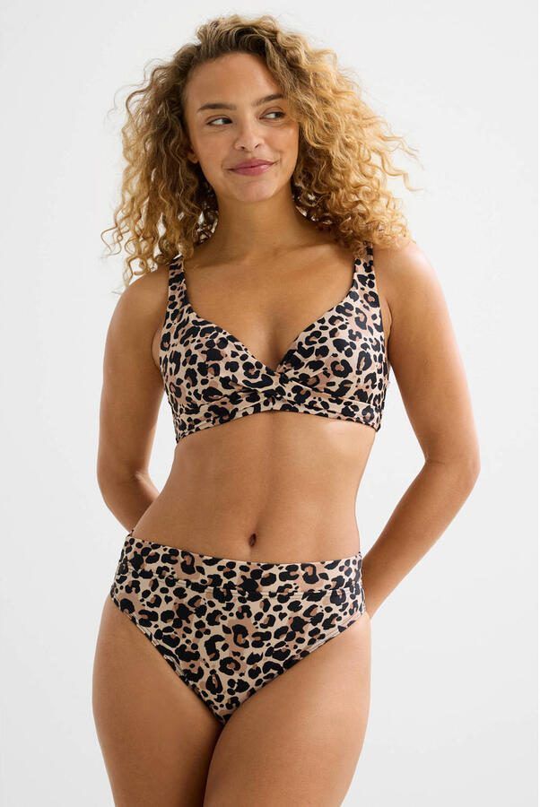 BEACHWAVE voorgevormde push-up bikinitop beige zwart - Foto 4