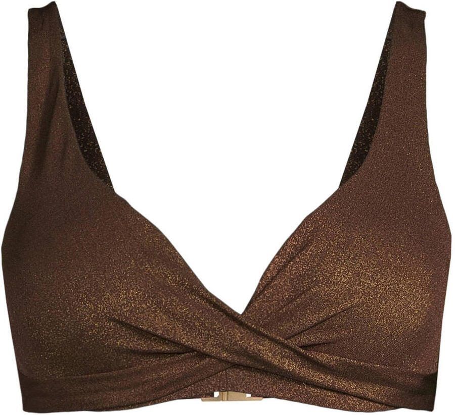 BEACHWAVE voorgevormde push-up bikinitop met lurex donkerbruin