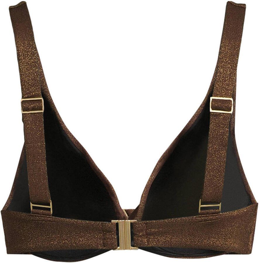 BEACHWAVE voorgevormde push-up bikinitop met lurex donkerbruin - Foto 2