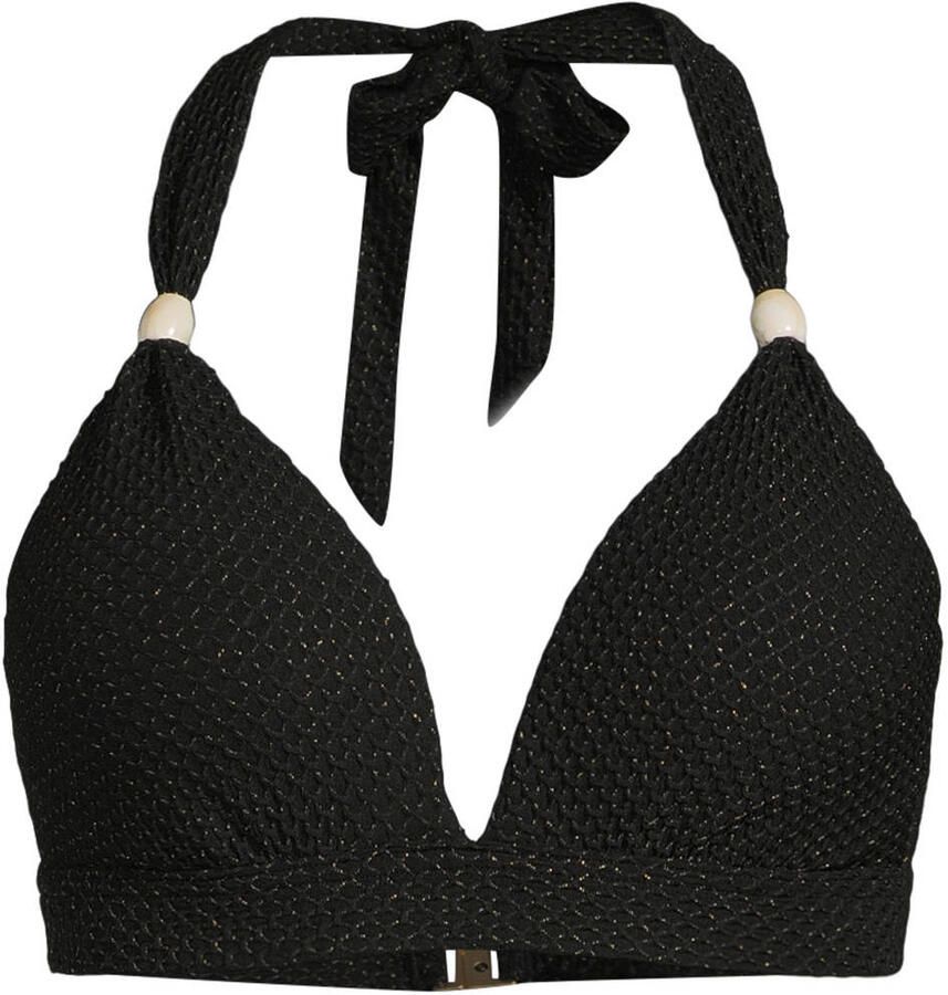 BEACHWAVE voorgevormde push-up bikinitop met lurex en textuur zwart