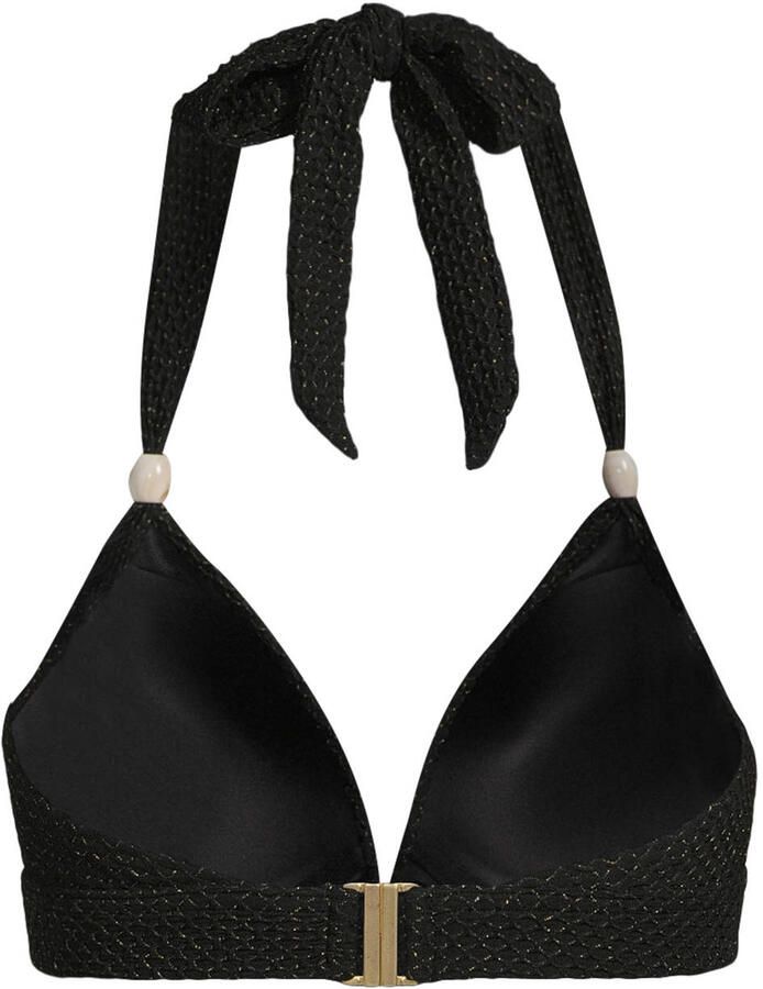BEACHWAVE voorgevormde push-up bikinitop met lurex en textuur zwart - Foto 2