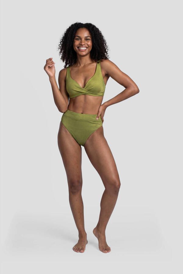 BEACHWAVE voorgevormde push-up bikinitop met lurex olijfgroen - Foto 3