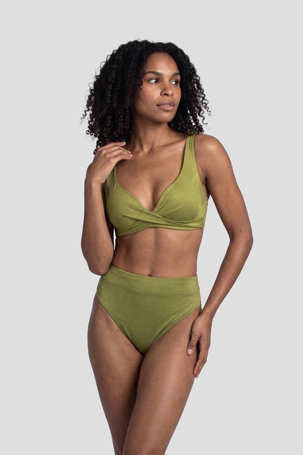 BEACHWAVE voorgevormde push-up bikinitop met lurex olijfgroen - Foto 4