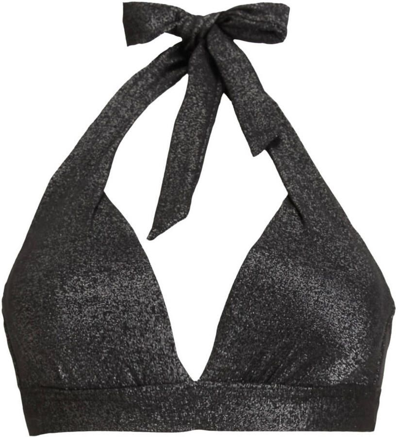 BEACHWAVE voorgevormde push-up bikinitop met lurex zwart