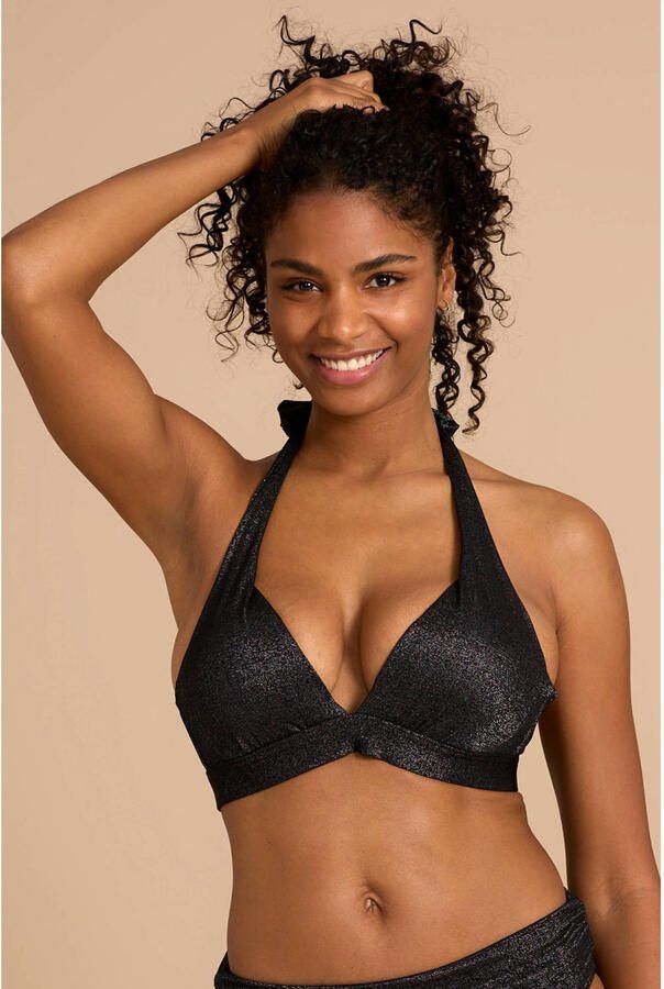 BEACHWAVE voorgevormde push-up bikinitop met lurex zwart - Foto 3