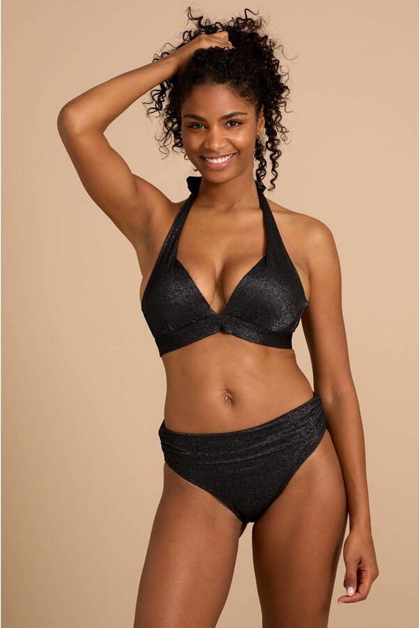 BEACHWAVE voorgevormde push-up bikinitop met lurex zwart - Foto 4