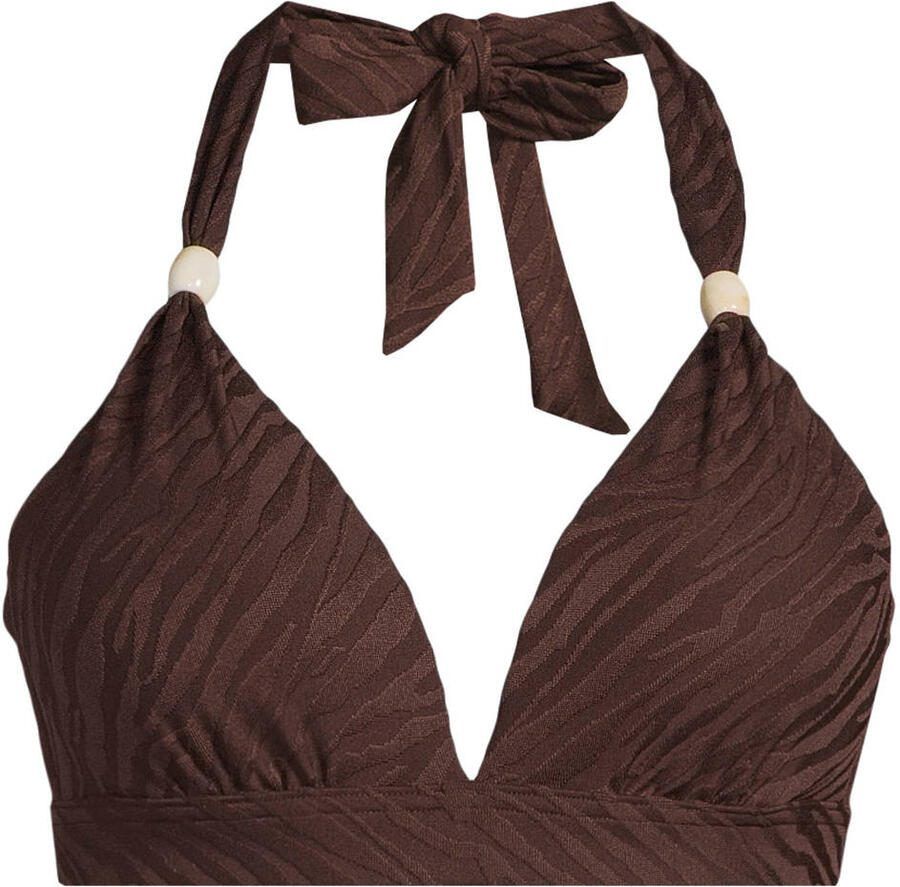 BEACHWAVE voorgevormde push-up bikinitop met textuur donkerbruin
