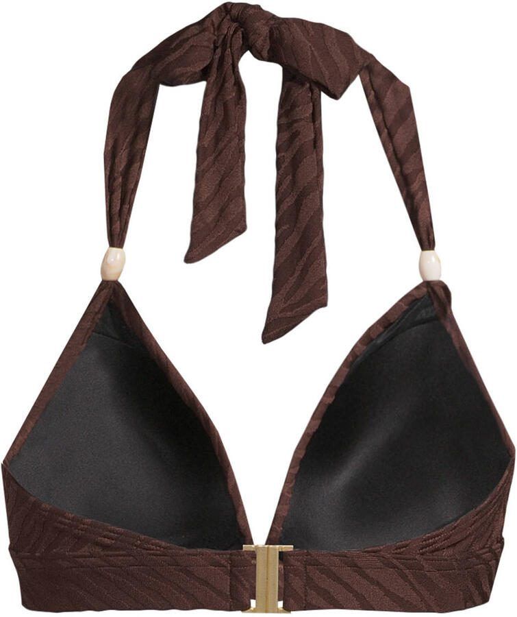 BEACHWAVE voorgevormde push-up bikinitop met textuur donkerbruin - Foto 2