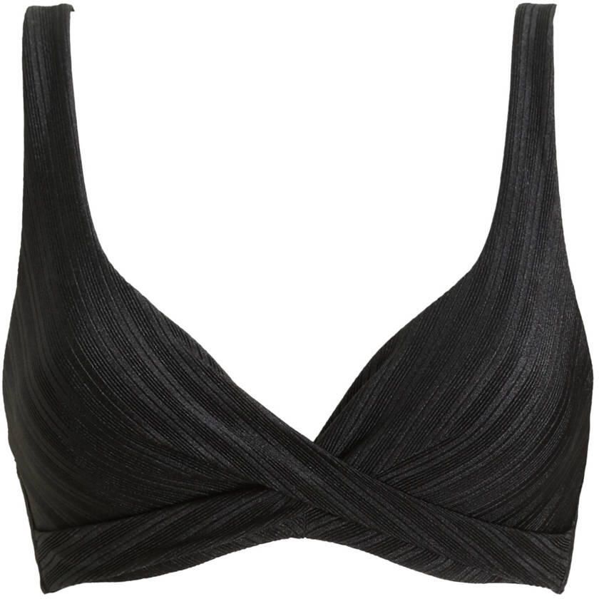 BEACHWAVE voorgevormde push-up bikinitop met textuur zwart