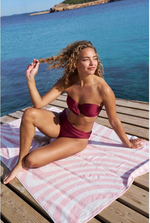 BEACHWAVE voorgevormde strapless bandeau bikinitop donkerrood