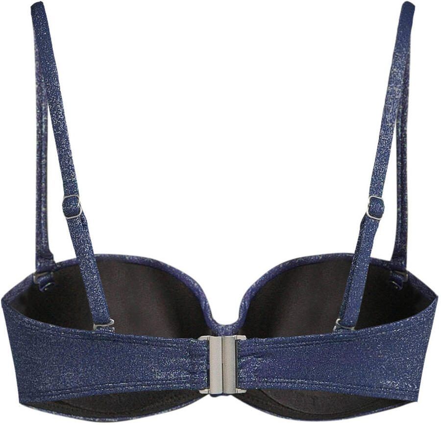 BEACHWAVE voorgevormde strapless bandeau bikinitop met lurex donkerblauw - Foto 2