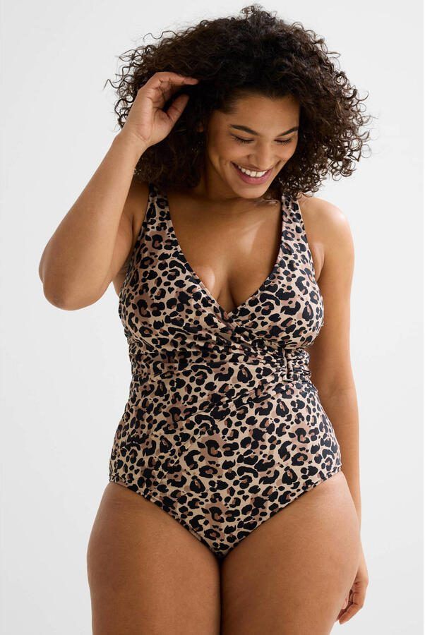 BEACHWAVE Curve corrigerend badpak beige zwart