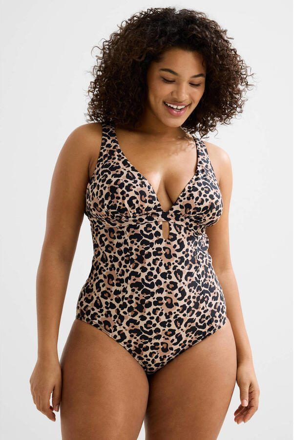 BEACHWAVE Curve corrigerend badpak beige zwart