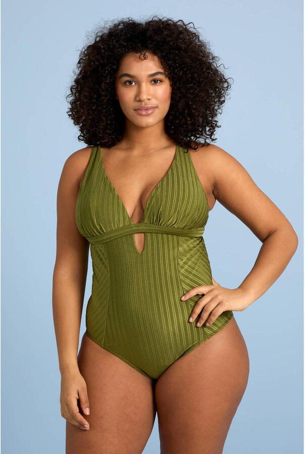 BEACHWAVE Curve corrigerend badpak met textuur groen - Foto 4