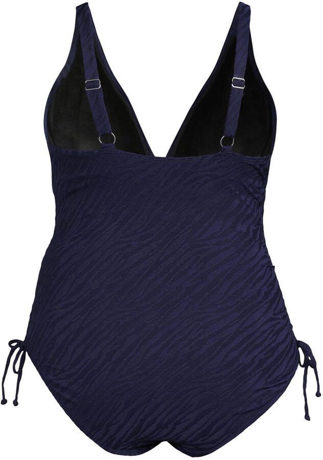 BEACHWAVE Curve corrigerend badpak met textuur donkerblauw - Foto 2
