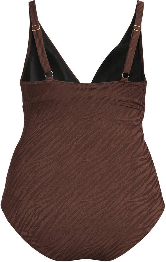 BEACHWAVE Curve corrigerend badpak met textuur donkerbruin - Foto 3