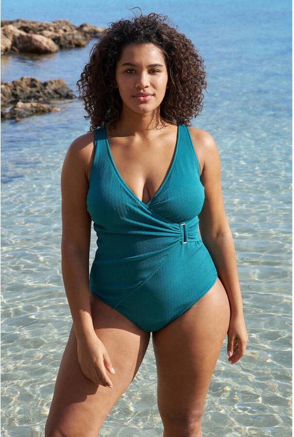 BEACHWAVE Curve corrigerend badpak met textuur groen - Foto 2