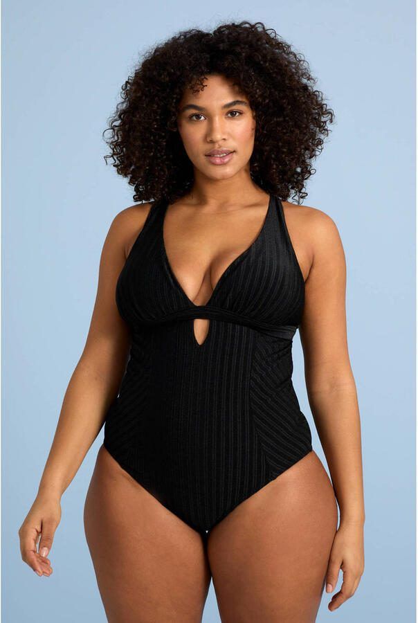 BEACHWAVE Curve corrigerend badpak met textuur zwart - Foto 3