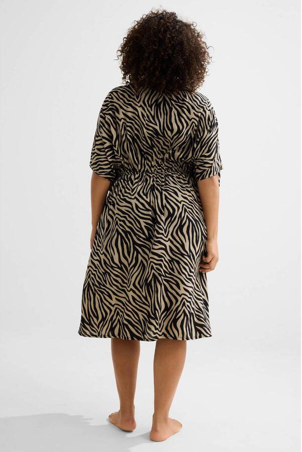 BEACHWAVE Curve crinkle strandjurk beige zwart - Foto 2