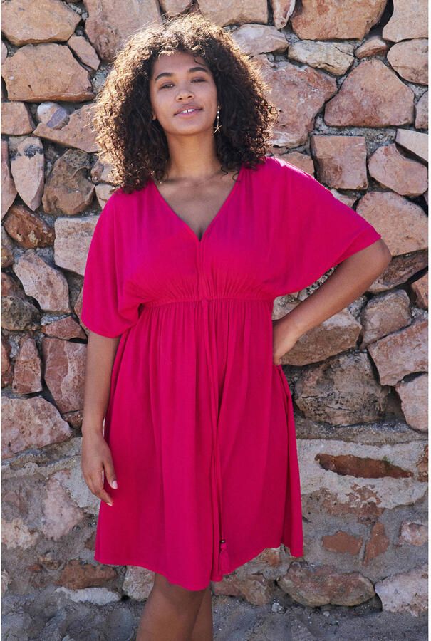 BEACHWAVE Curve crinkle strandjurk fuchsia - Foto 2