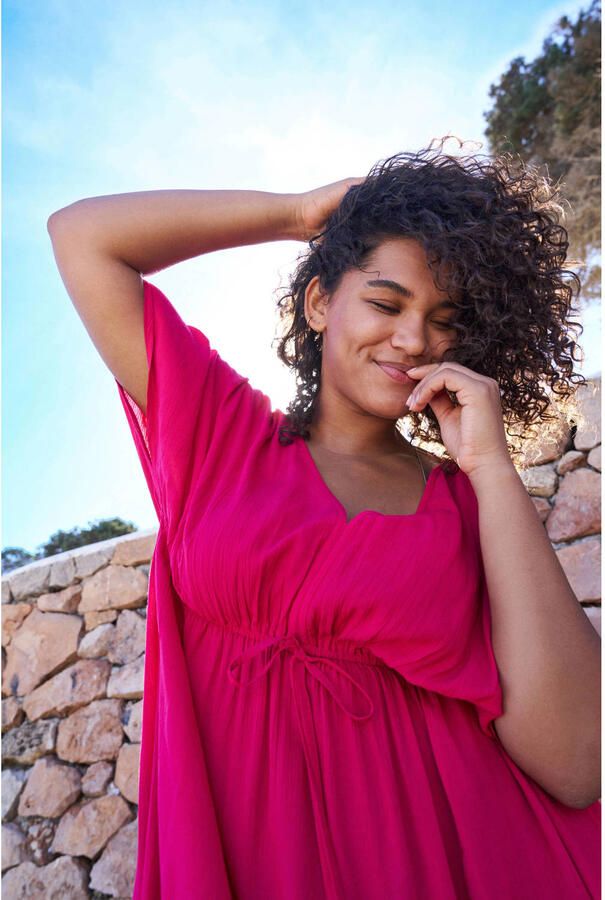 BEACHWAVE Curve crinkle strandjurk fuchsia - Foto 3