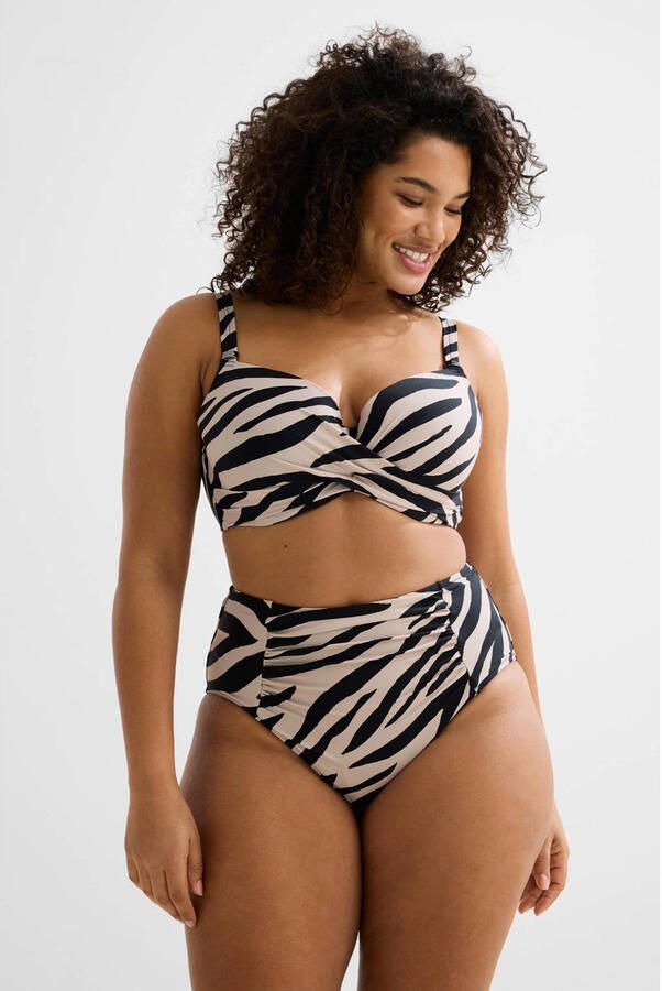 BEACHWAVE Curve high waist bikinibroekje beige zwart