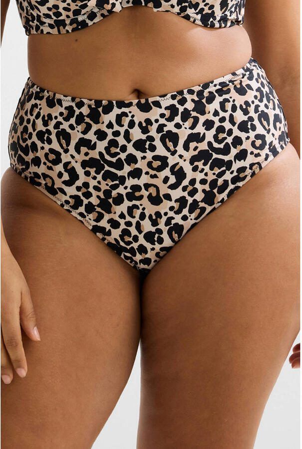 BEACHWAVE Curve high waist bikinibroekje beige zwart