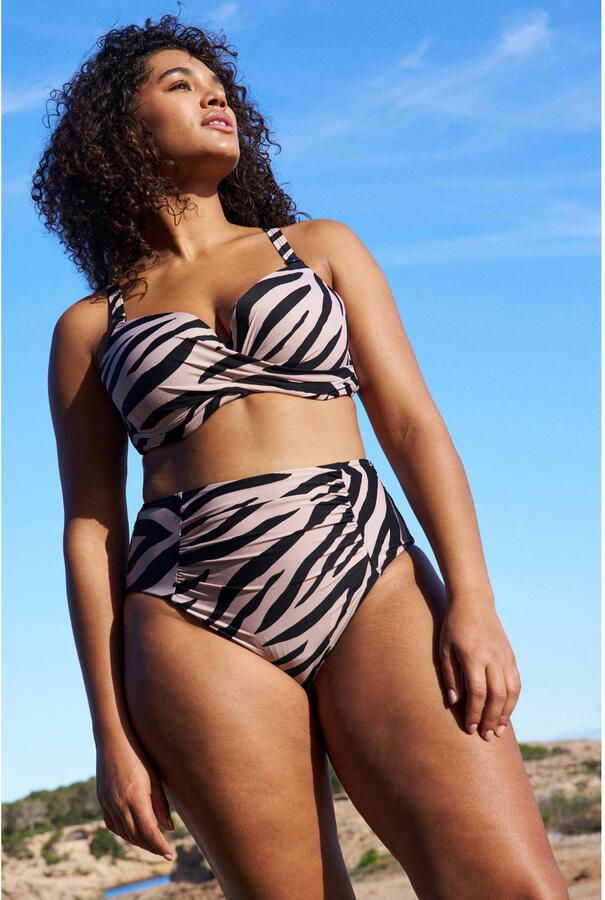 BEACHWAVE Curve high waist bikinibroekje beige zwart - Foto 3